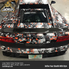 orange digital camo lambo wrap
