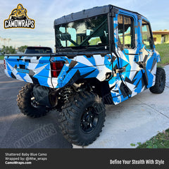 shattered blue camo atv wrap