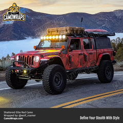 shattered elite red camo jeep wrap