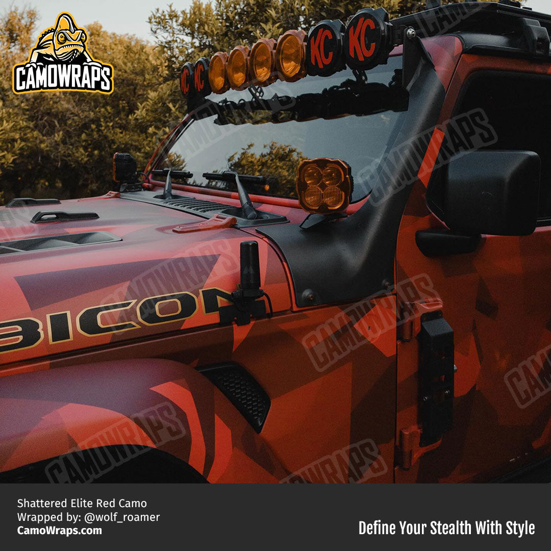 shattered elite red camo jeep wrap