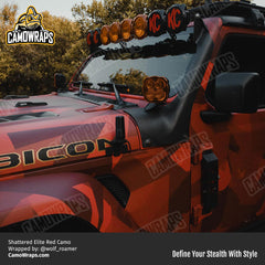 shattered elite red camo jeep wrap