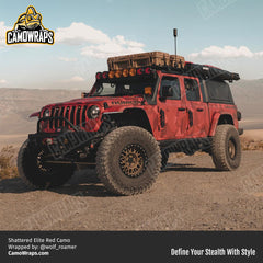 shattered elite red camo jeep wrap