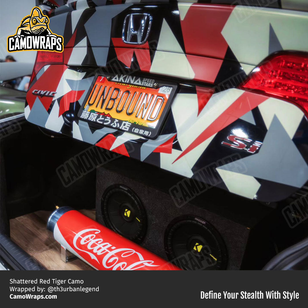 red shattered camo car wrap