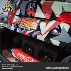 red shattered camo car wrap