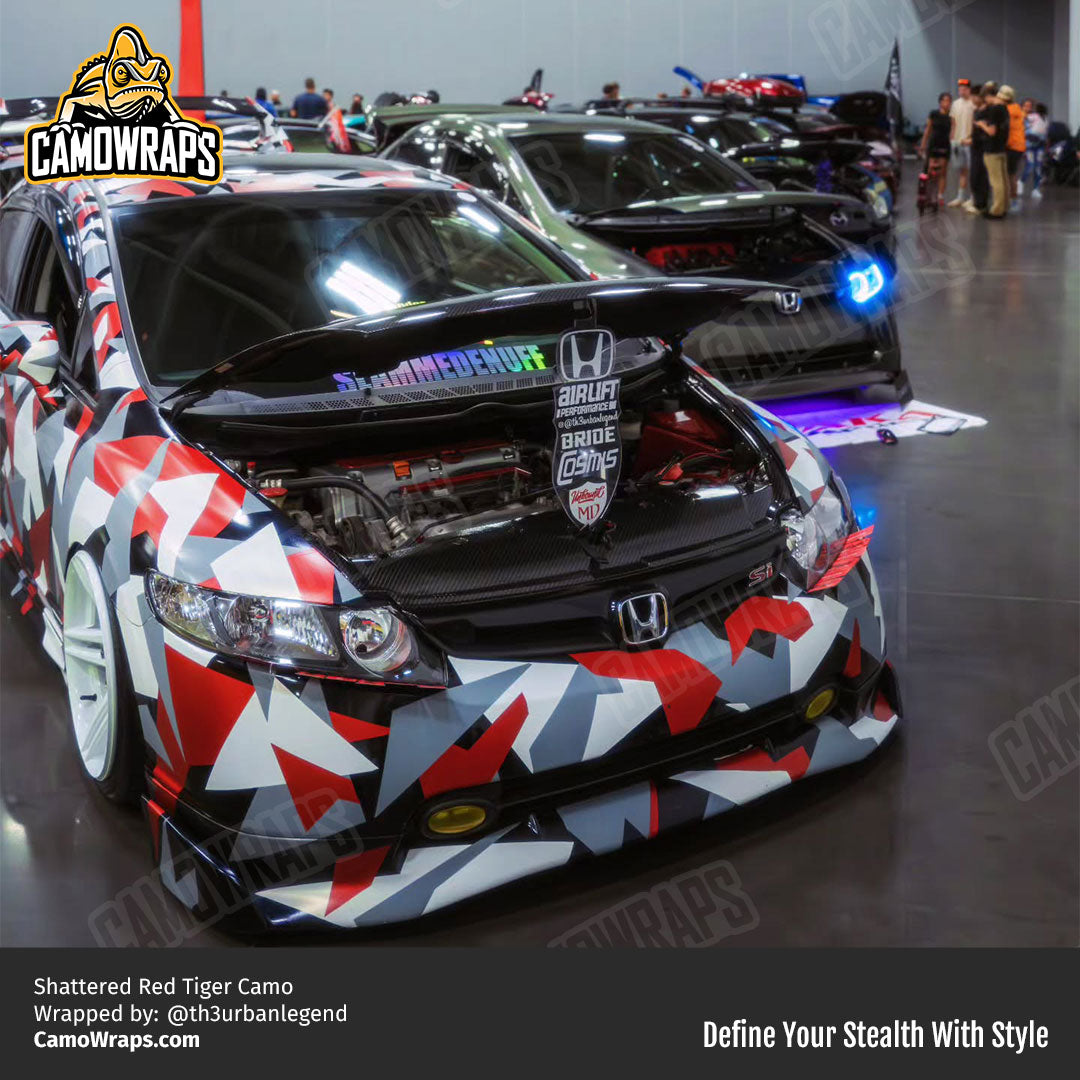 red shattered camo car wrap