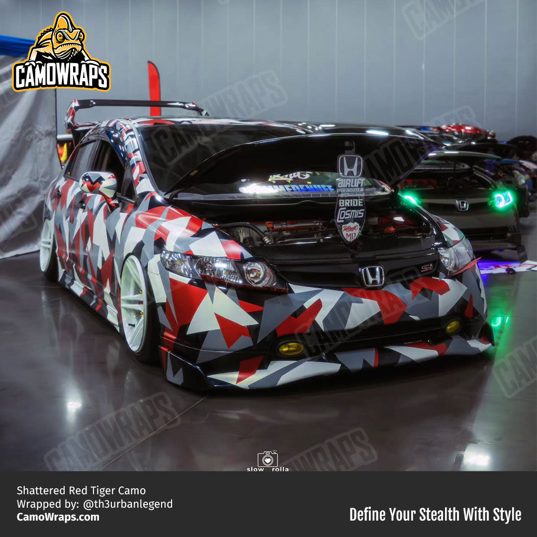 red shattered camo car wrap