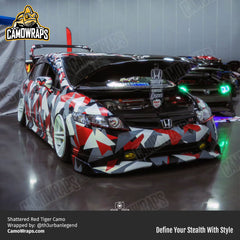 red shattered camo car wrap