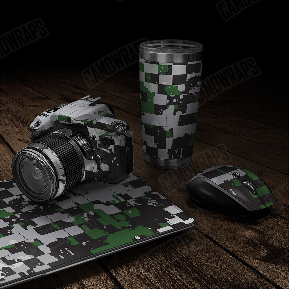 Broken Plaid Green Tiger Gear Skin Vinyl Wrap