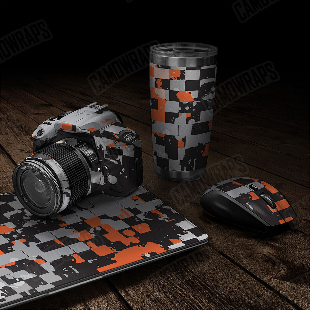 Broken Plaid Orange Tiger Gear Skin Vinyl Wrap