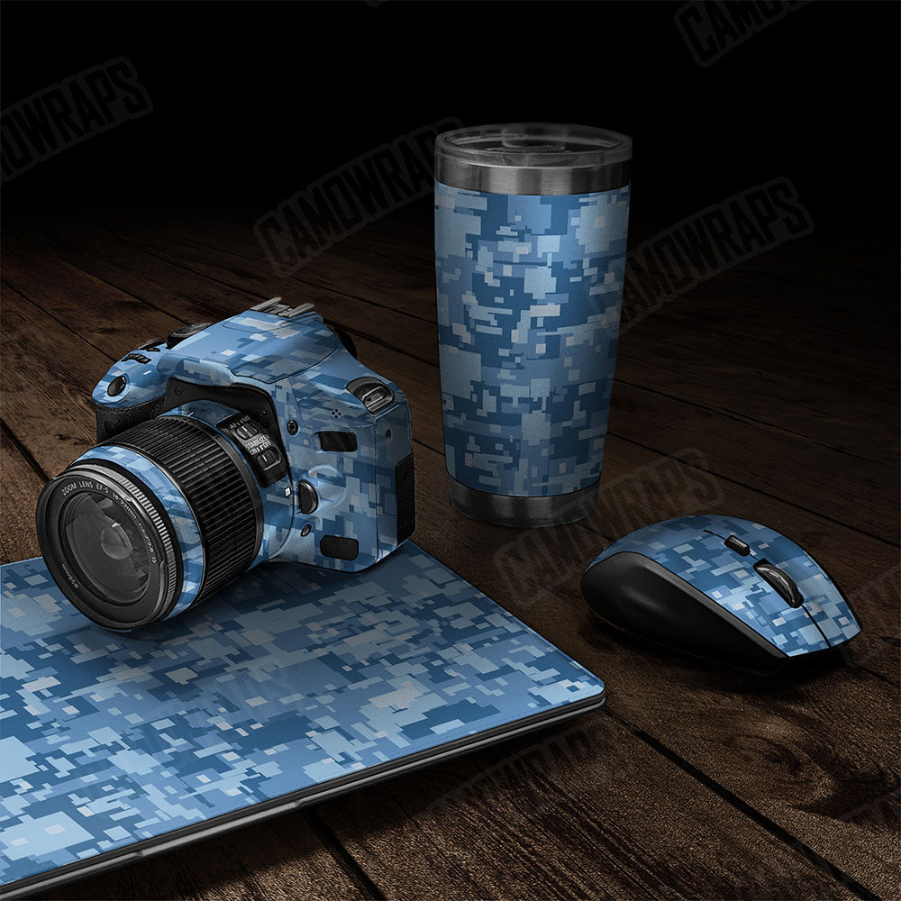 Digital Cool Blue Gear Skin Vinyl Wrap