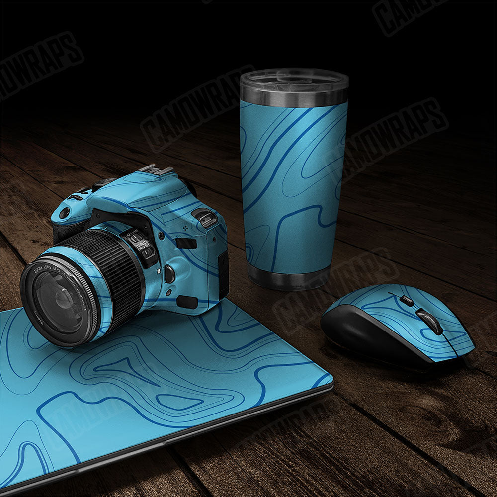 Topographic Blue Gear Skin Vinyl Wrap