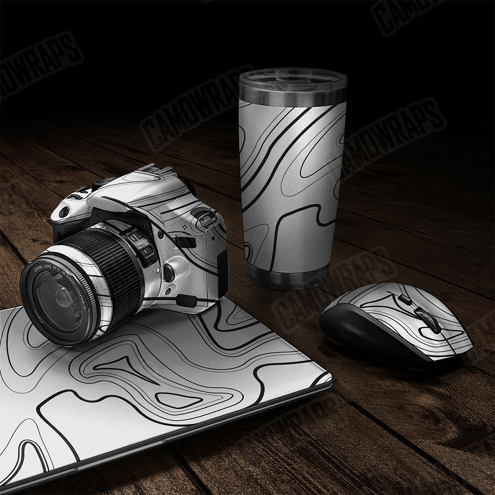 Topographic White Gear Skin Vinyl Wrap