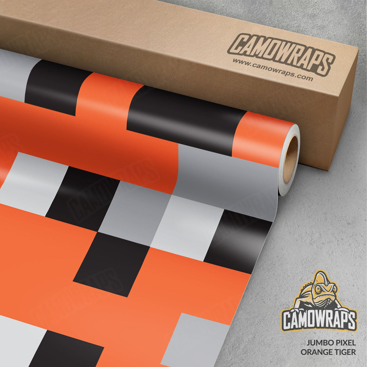 Pixel Orange Tiger Gun Skin Vinyl Wrap