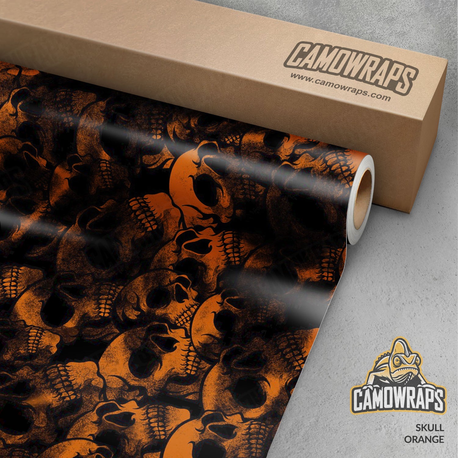 Skull Orange Gun Skin Vinyl Wrap