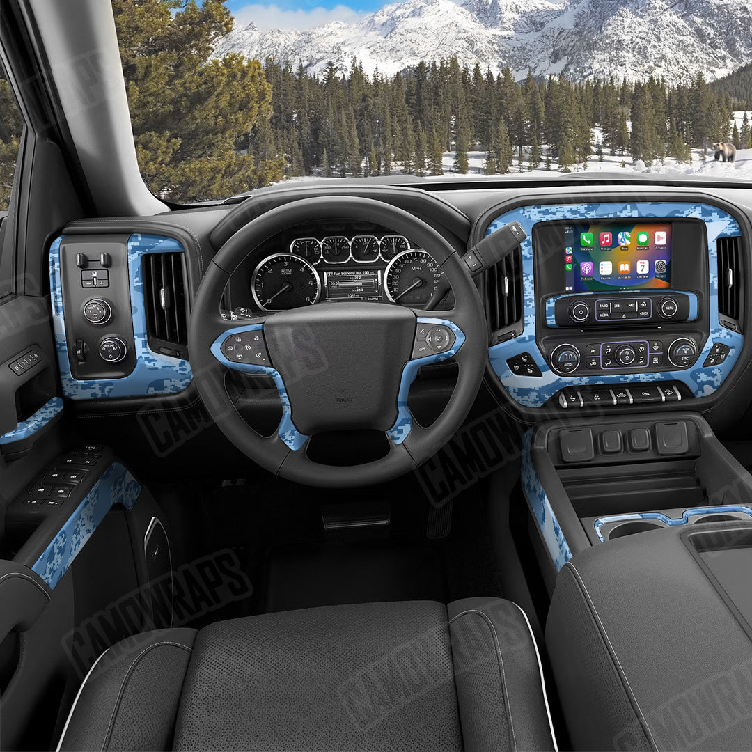 Compound Cool Blue Camo Car Interior Skin