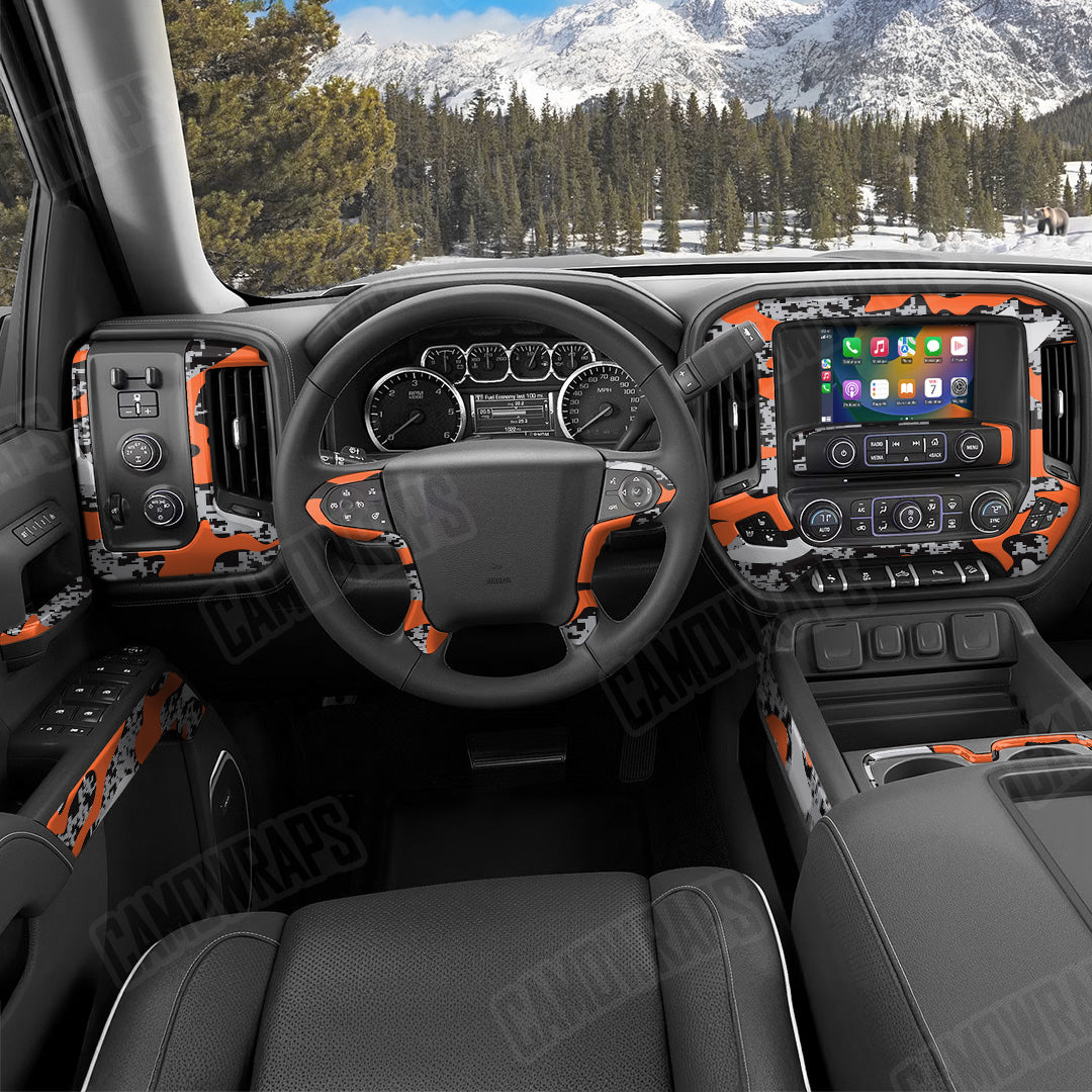 Compound Orange Tiger Camo Car Interior Skin