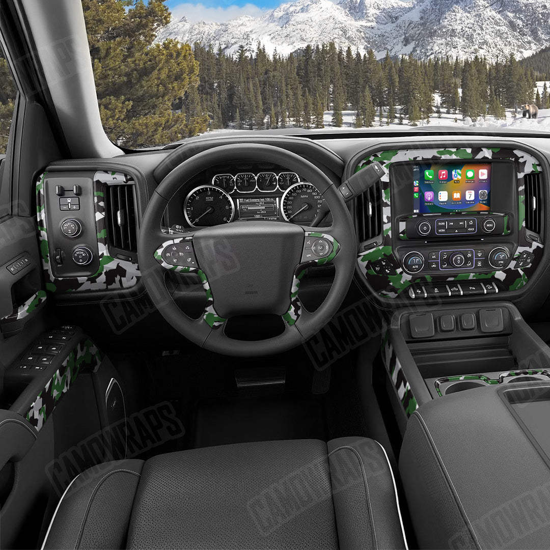 Erratic Green Tiger Camo Car Interior Skin