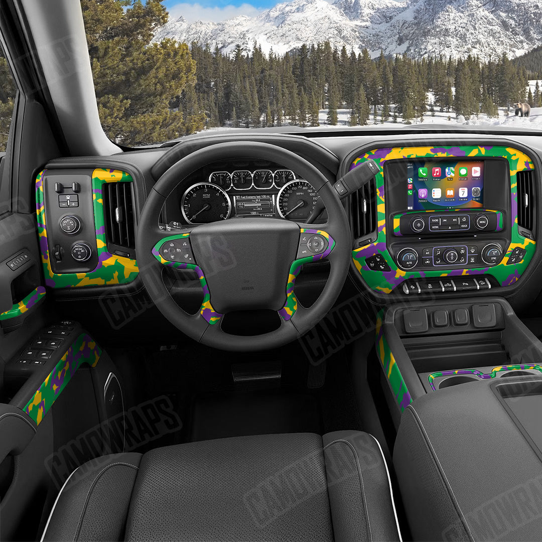Erratic Mardi Gras Camo Car Interior Skin
