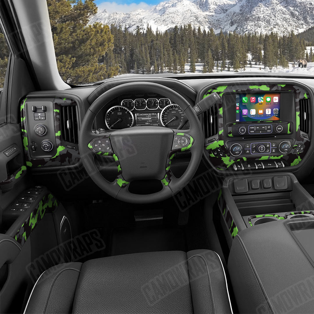 Erratic Metro Green Camo Car Interior Skin