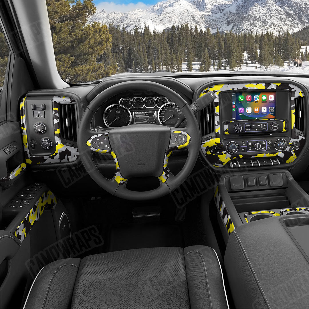 Erratic Yellow Tiger Camo Car Interior Skin
