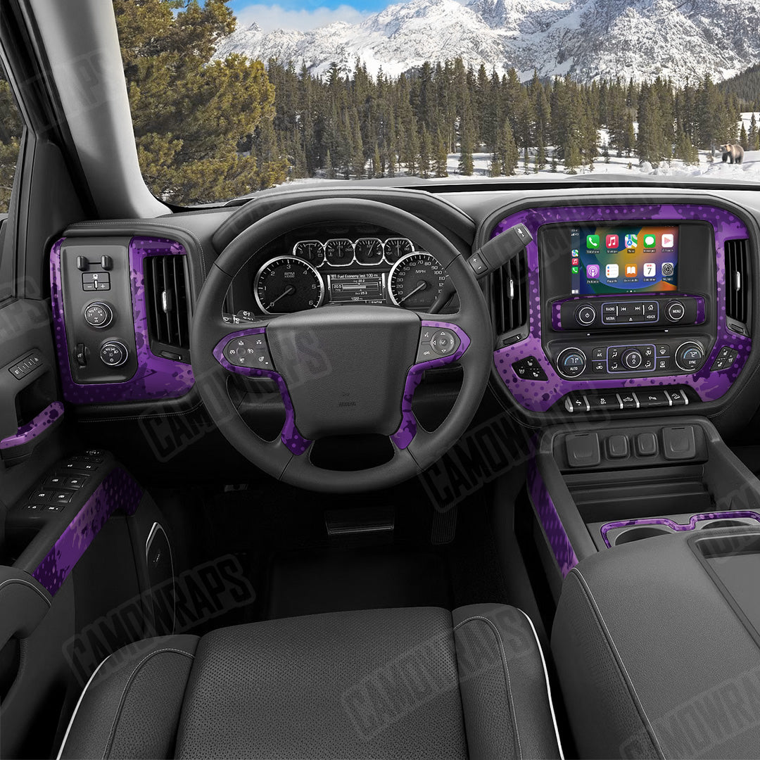 Halftone Splatter Elite Purple Camo Car Interior Skin