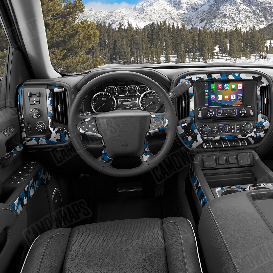 Cumulus Blue Tiger Camo Car Interior Skin