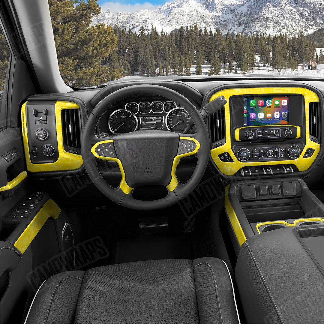 Digital Elite Yellow Camo Car Interior Skin
