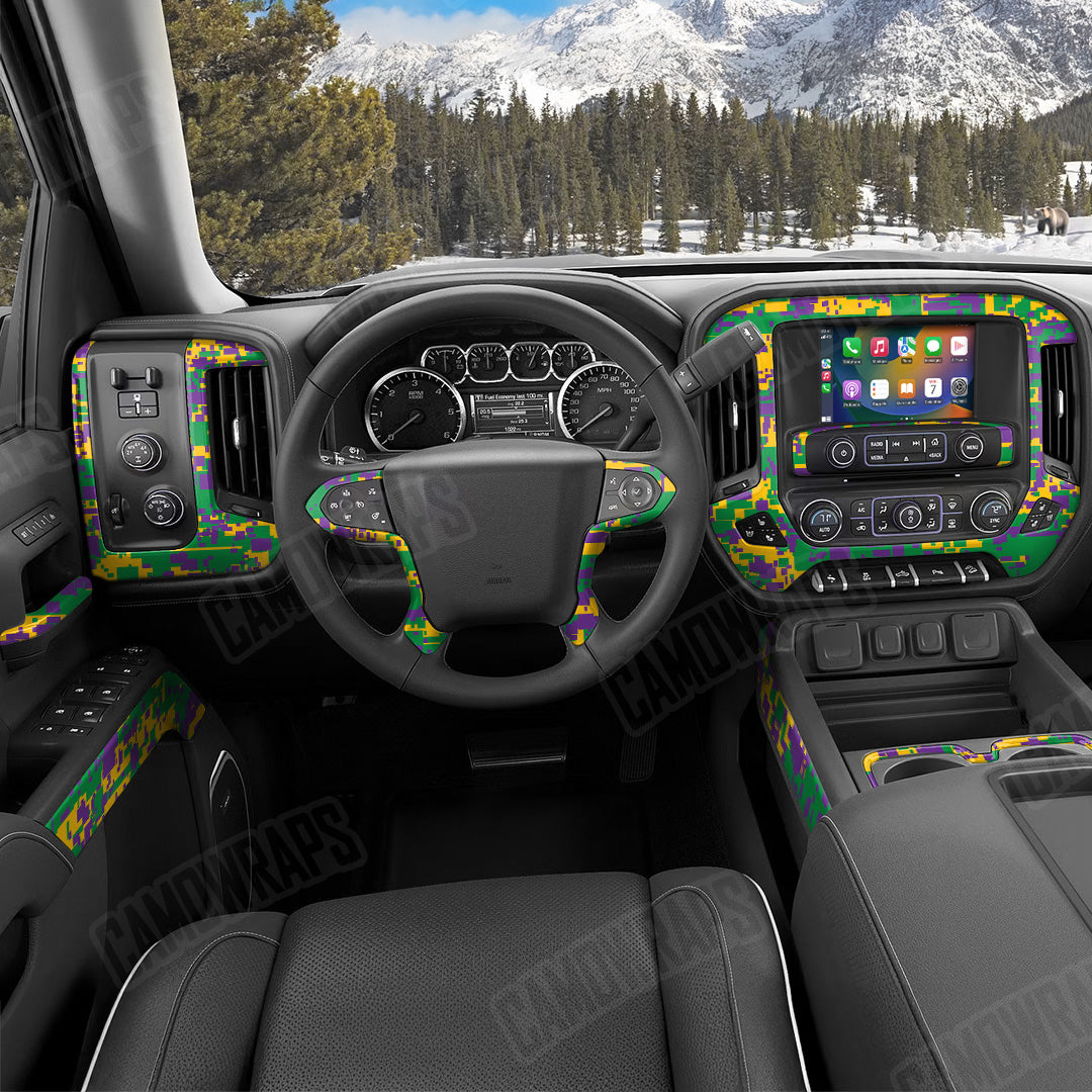 Digital Mardi Gras Camo Car Interior Skin