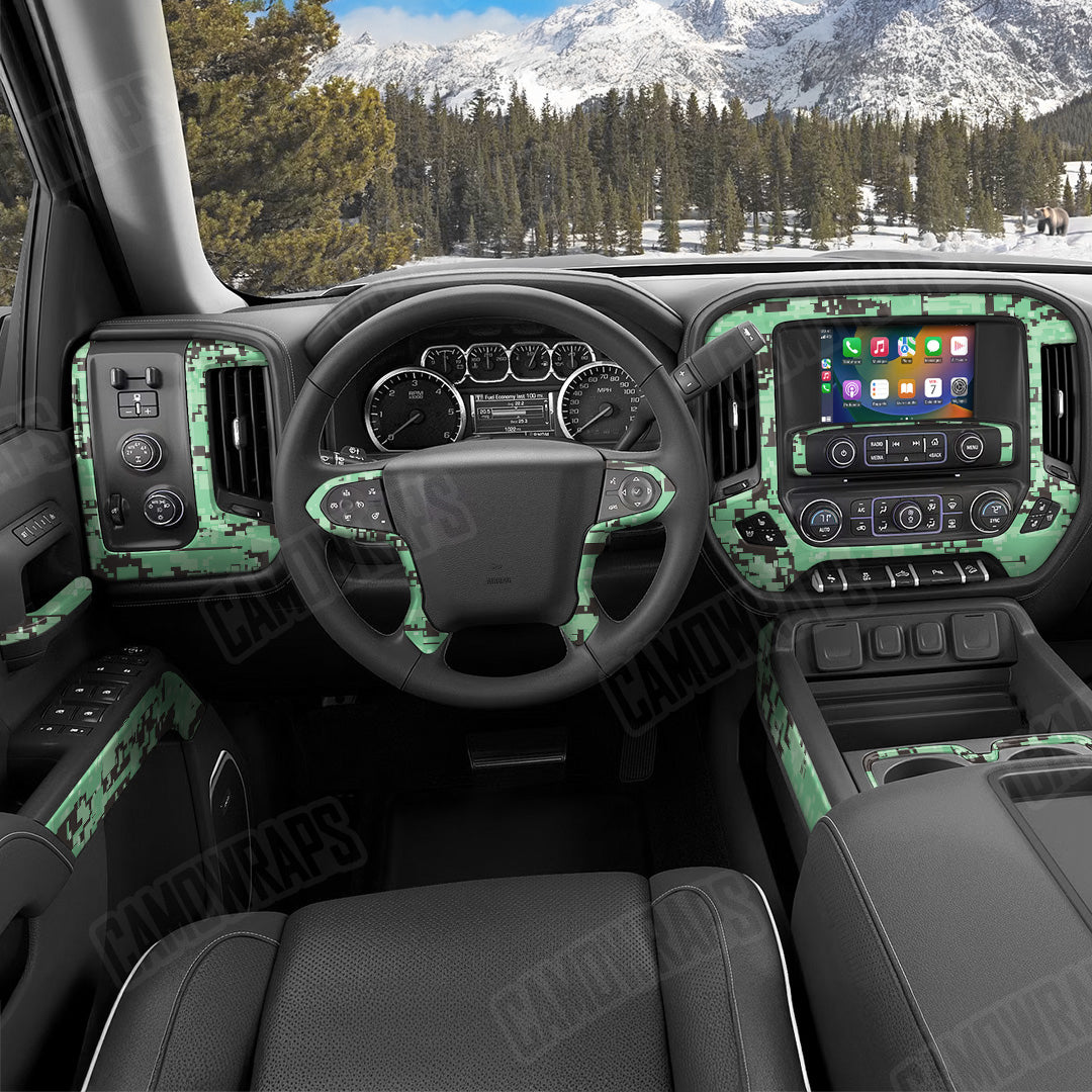 Digital Mint Chocolate Chip Camo Car Interior Skin
