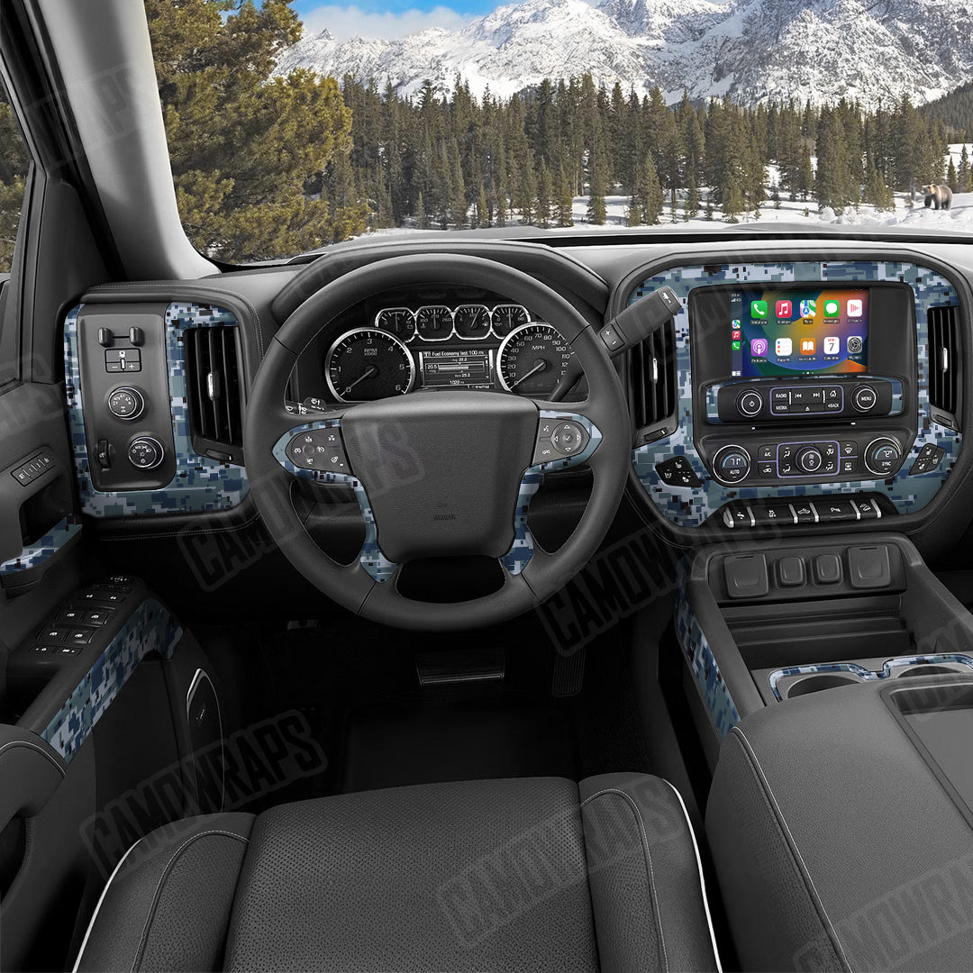 Digital Navy Camo Car Interior Skin