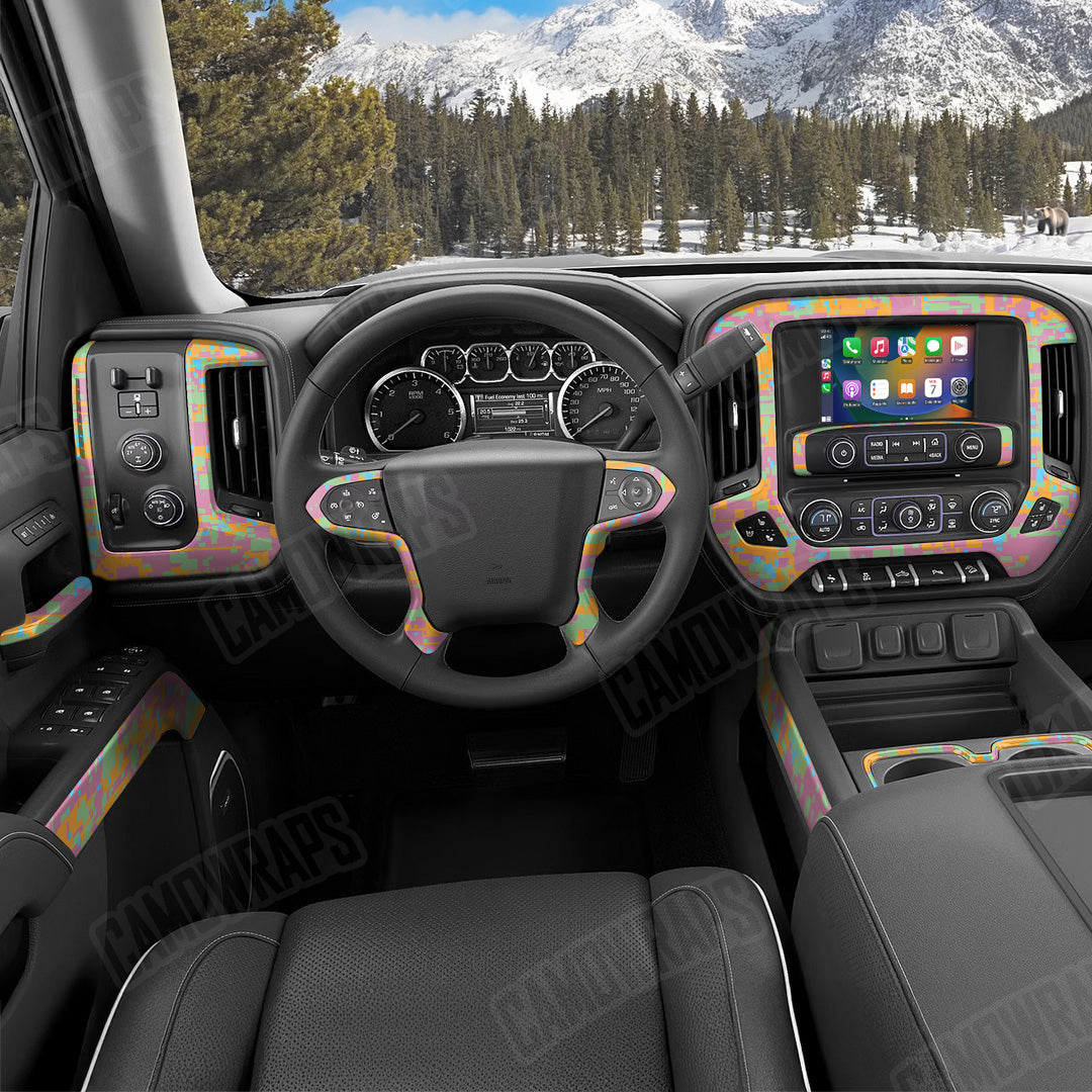 Digital Sherbert Camo Car Interior Skin