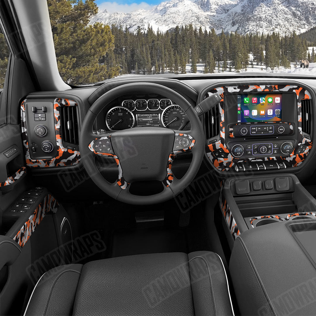 Ragged Orange Tiger Camo Car Interior Skin