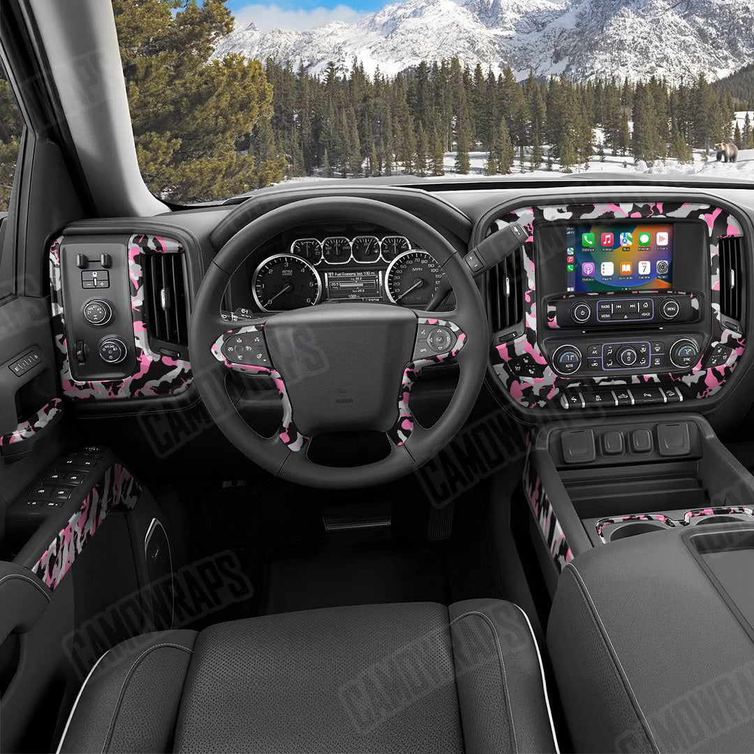 Ragged Pink Tiger Camo Car Interior Skin