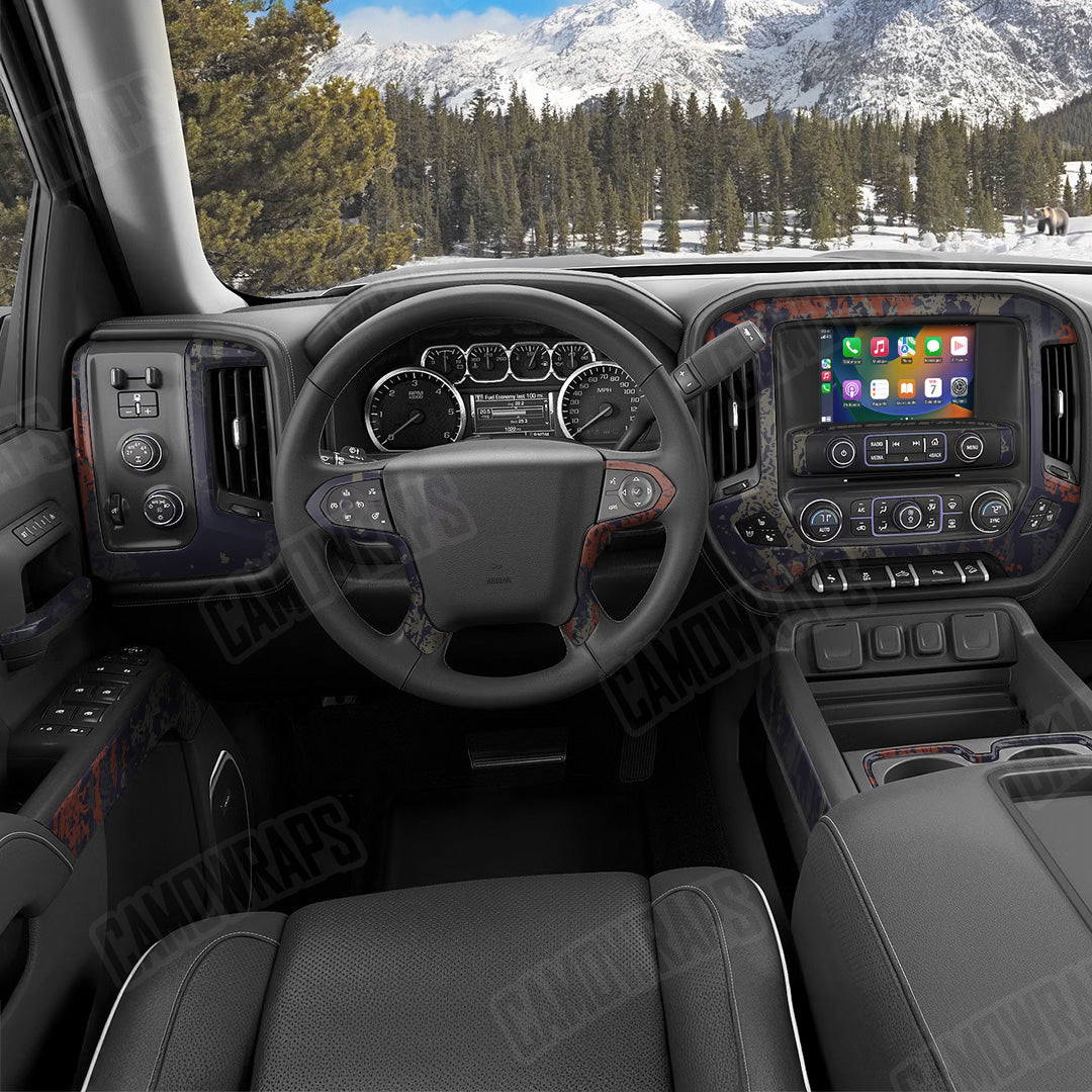 Pasted Blue Copper Camo Car Interior Skin