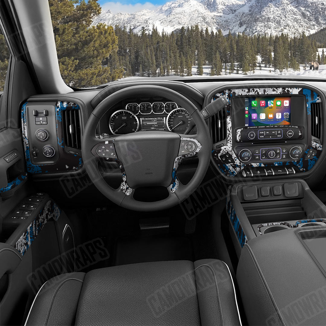Pasted Blue Tiger Camo Car Interior Skin