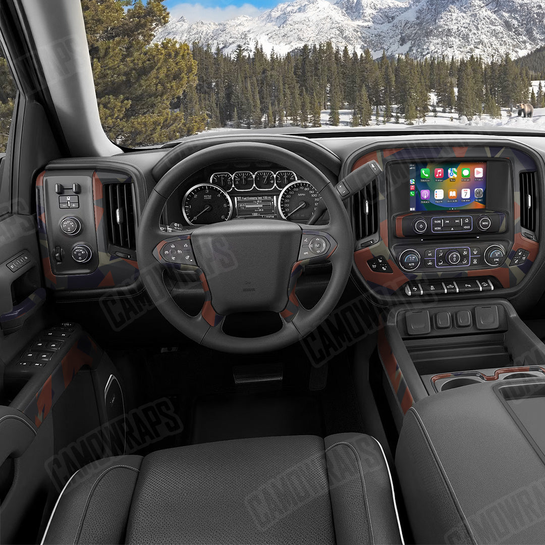 Shattered Blue Copper Camo Car Interior Skin