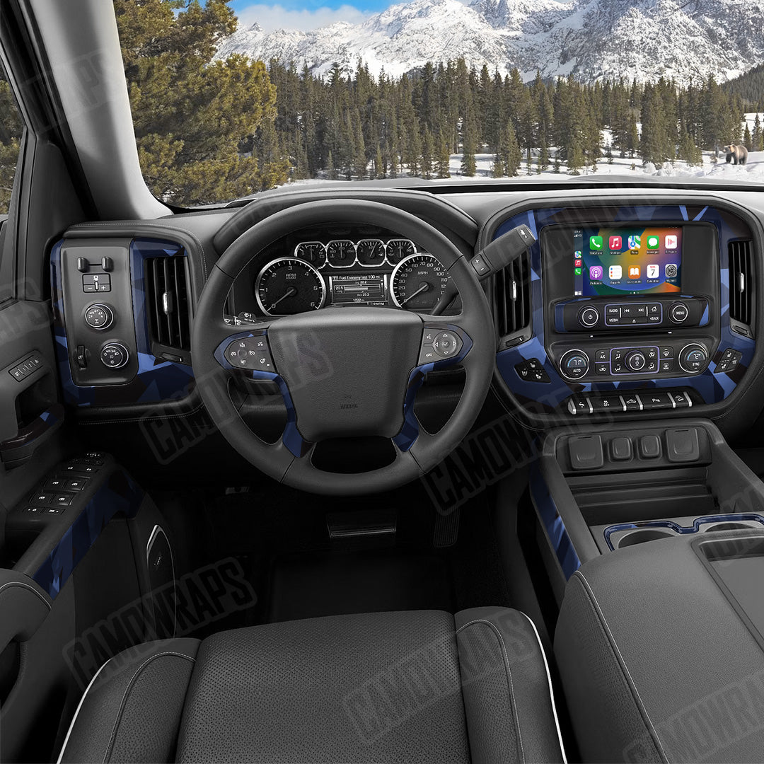 Shattered Blue Midnight Camo Car Interior Skin