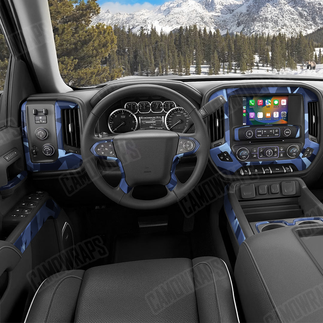 Shattered Blue Urban Night Camo Car Interior Skin