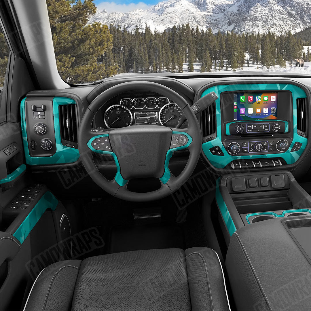 Shattered Elite Tiffany Blue Camo Car Interior Skin