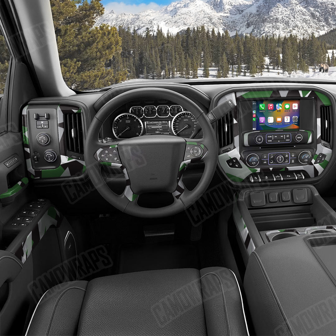 Shattered Green Tiger Camo Car Interior Skin