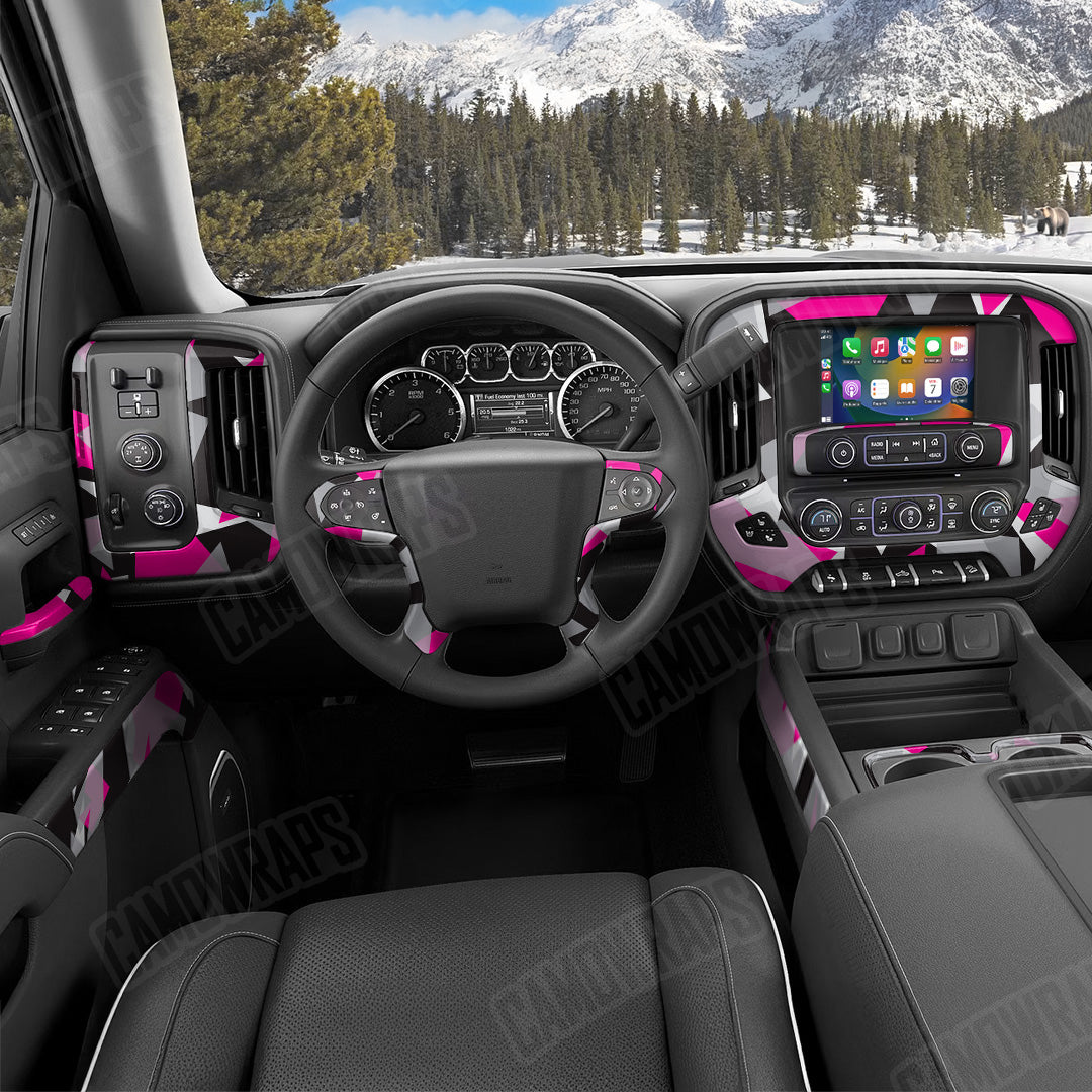 Shattered Magenta Tiger Camo Car Interior Skin