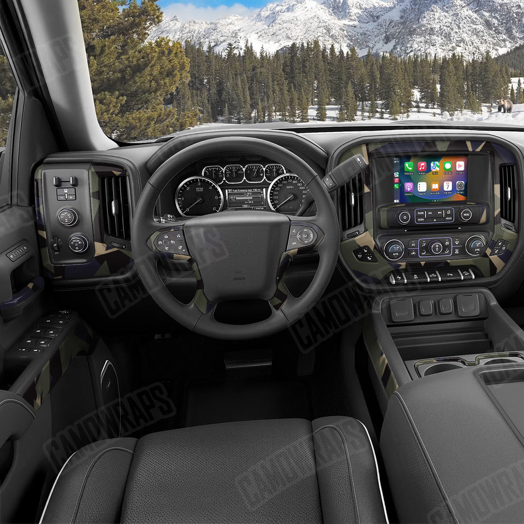 Shattered Militant Blue Camo Car Interior Skin