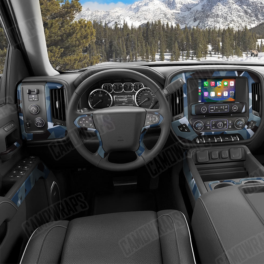 Shattered Navy Camo Car Interior Skin
