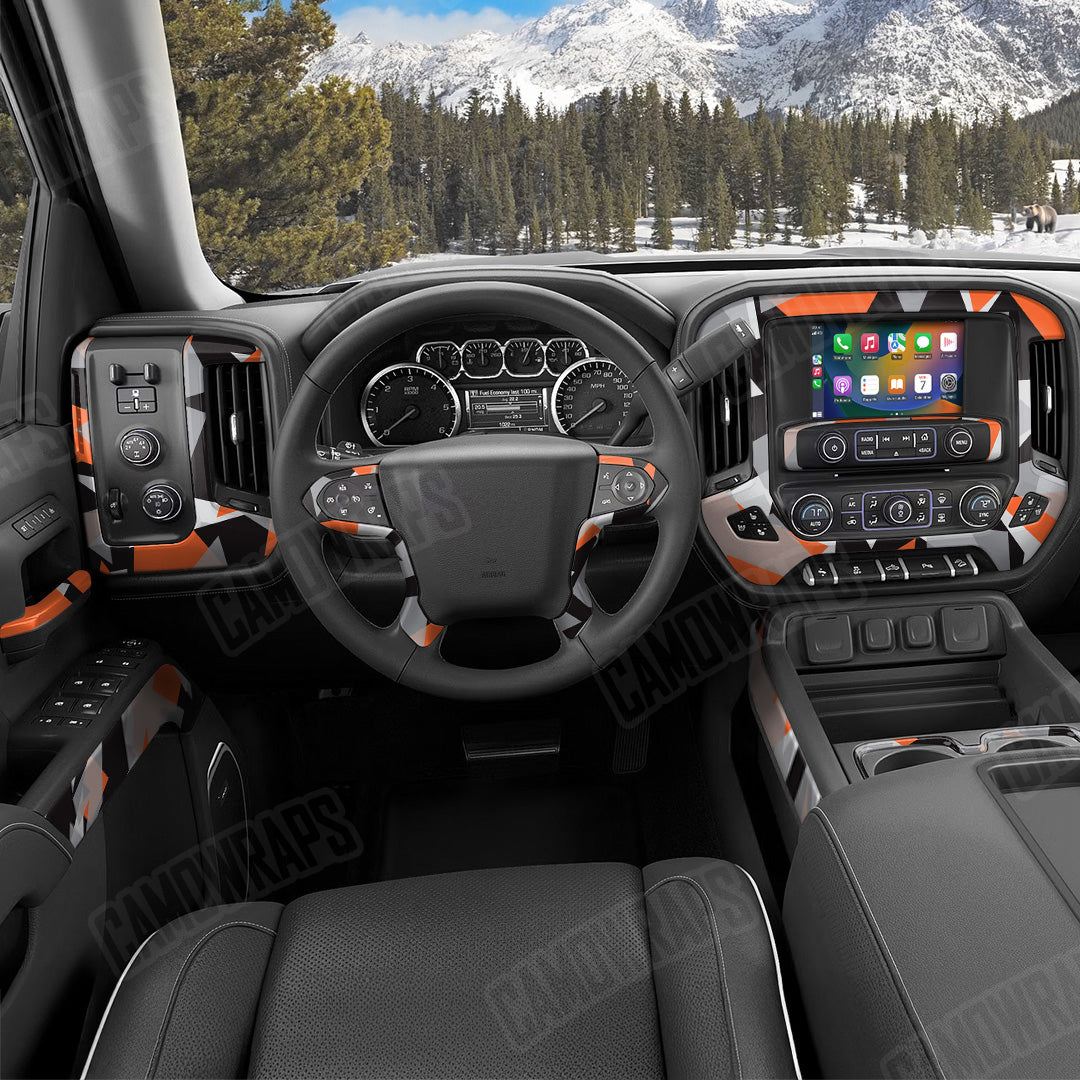 Shattered Orange Tiger Camo Car Interior Skin