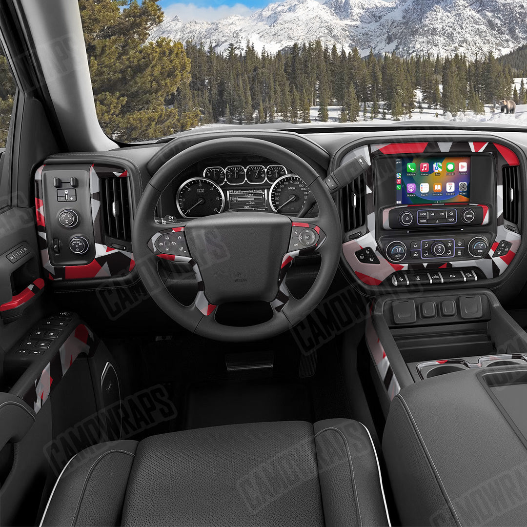 Shattered Red Tiger Camo Car Interior Skin