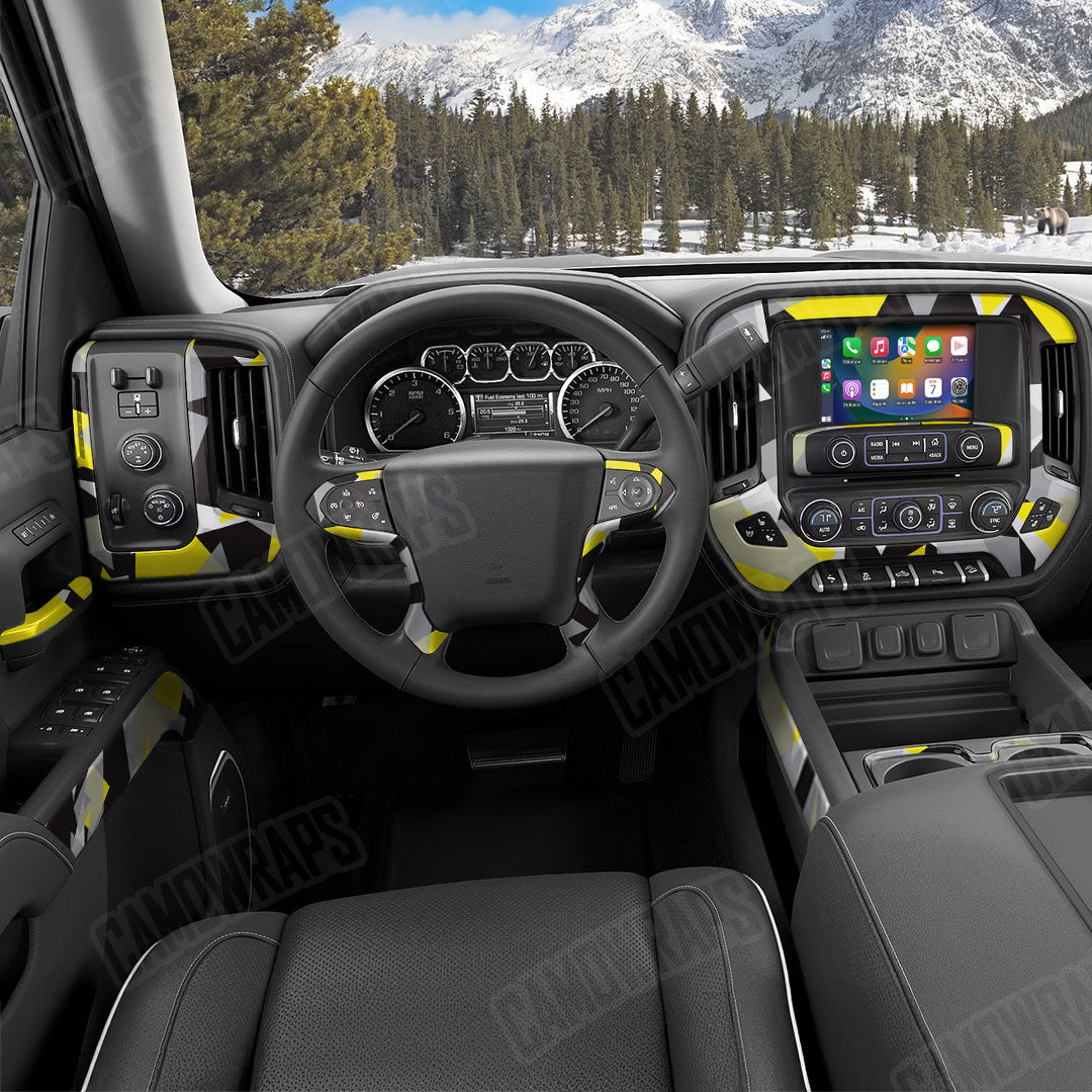 Shattered Yellow Tiger Camo Car Interior Skin