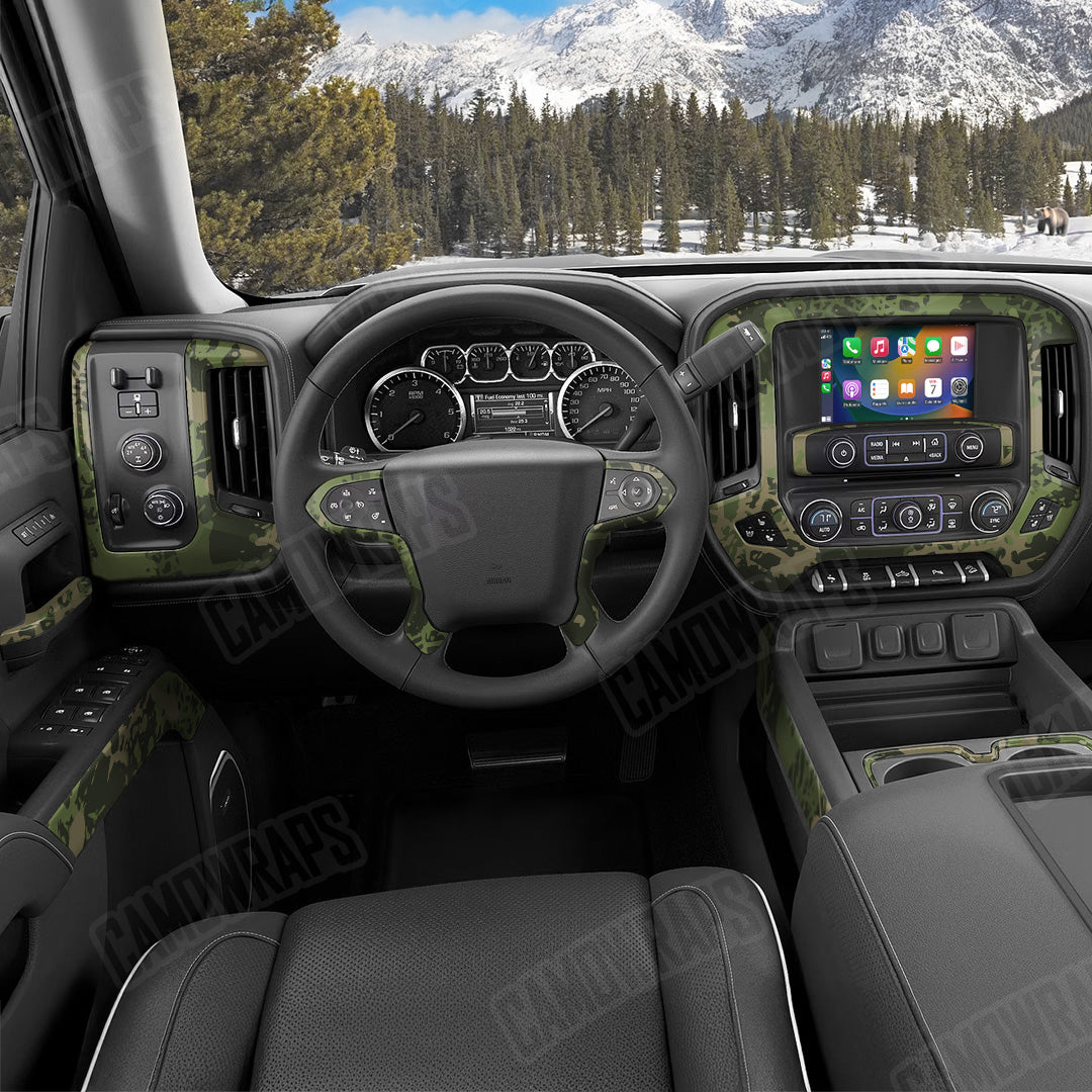 Tire Splatter Army Green Camo Car Interior Skin