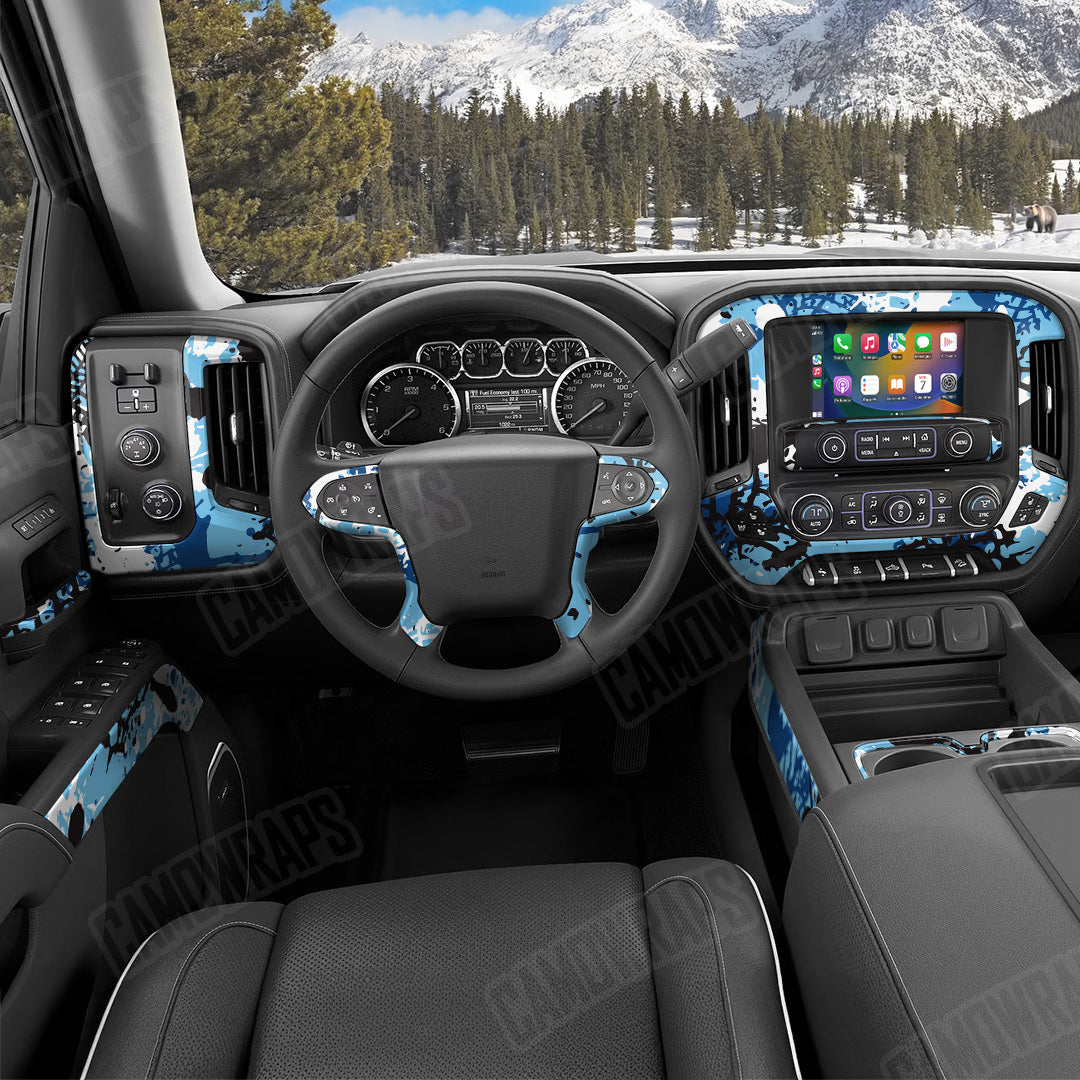 Tire Splatter Baby Blue Camo Car Interior Skin