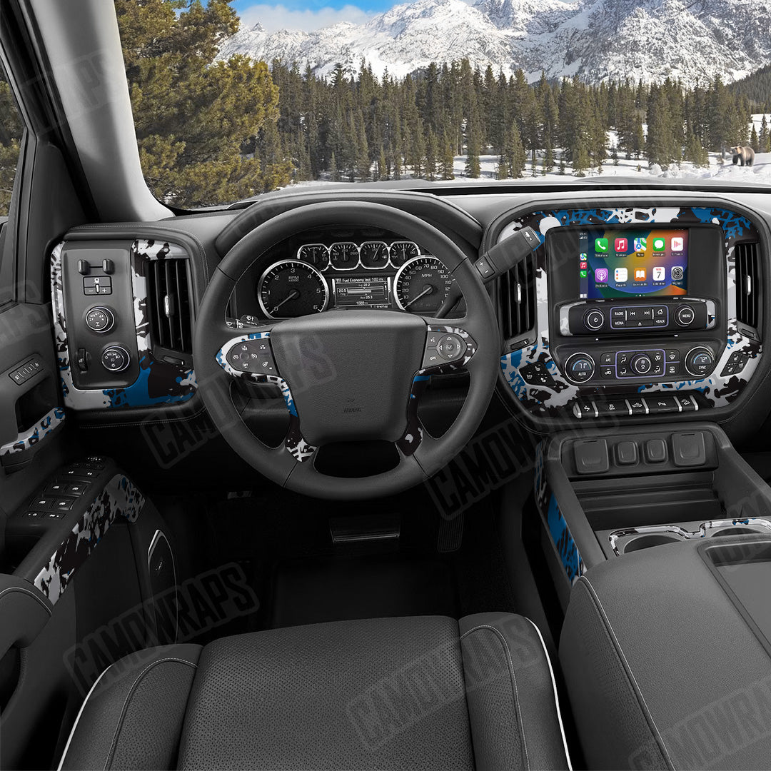 Tire Splatter Blue Tiger Camo Car Interior Skin