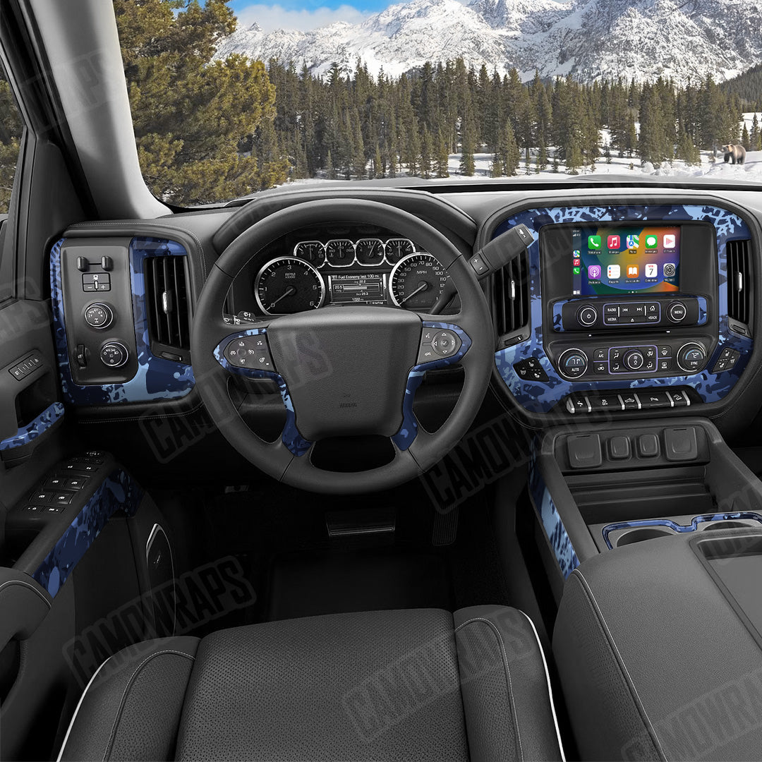 Tire Splatter Blue Urban Night Camo Car Interior Skin